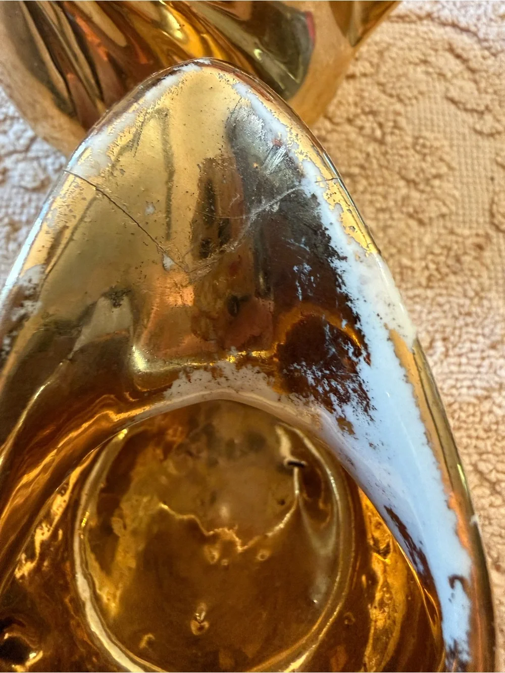 Pair of Decorative Gold Ceramic Creamer and Sugar
